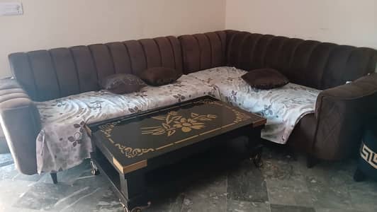 TV LAWN L SHAPED SOFA WITH CENTRE TABLE