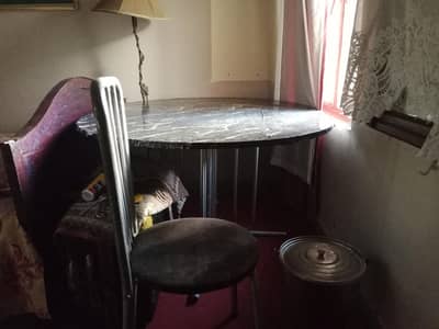 dining table set with a heavy steel frame and 6 chairs