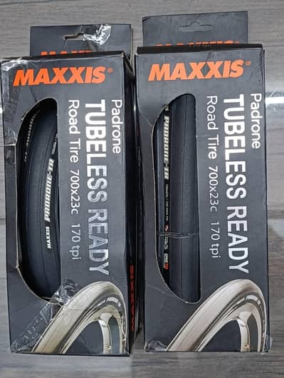 23c Maxxis Padrone Tubeless Bicycle Tires Pair
