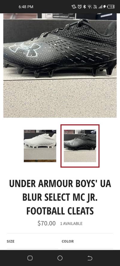 original football shoes of under Armour