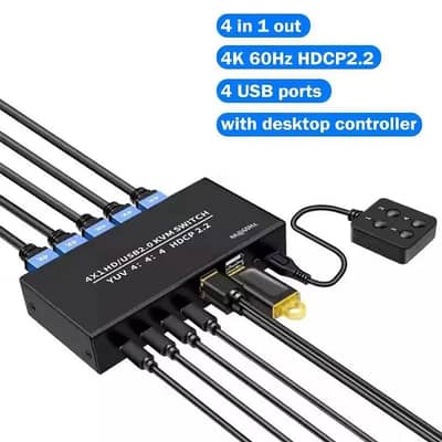 KVM 4x1 Switch 4K 60Hz USB Switcher HDMI-compatible HDCP2.2 Selector