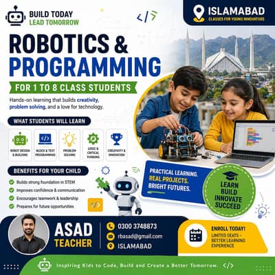 Robotics & Programming Classes for Kids (Class 1 to 8) in Islamabad