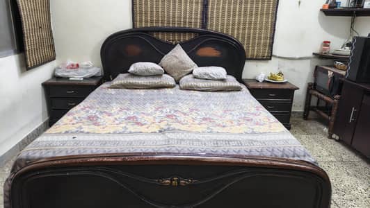 double bed with medicated mattress with side tables