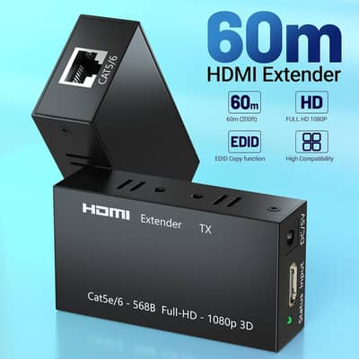 HDMI Extender, 1080P HDMI Transmitter and Receiver Up to 60 Meters