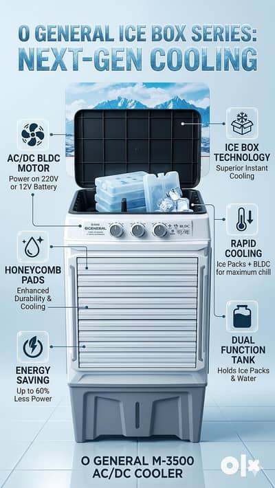 OGenral Air Cooler With Icebox Technology 1 Year Warranty