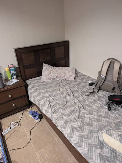 Wooden Single Bed for sale with Mattress and side table