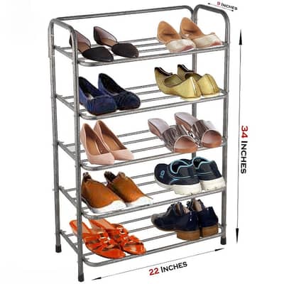 Tier shoe rack organizer stainless steel silver black 34"H
