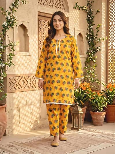 Cotton lawn Leif 2 pice women set