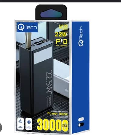 Qtech 30000mAh Power Bank 22.5W Fast Charging with Digital Display &
