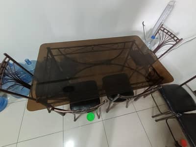 Iron dining table 6 chairs