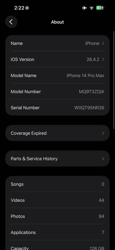 Iphone 14 pro max 128gb fu