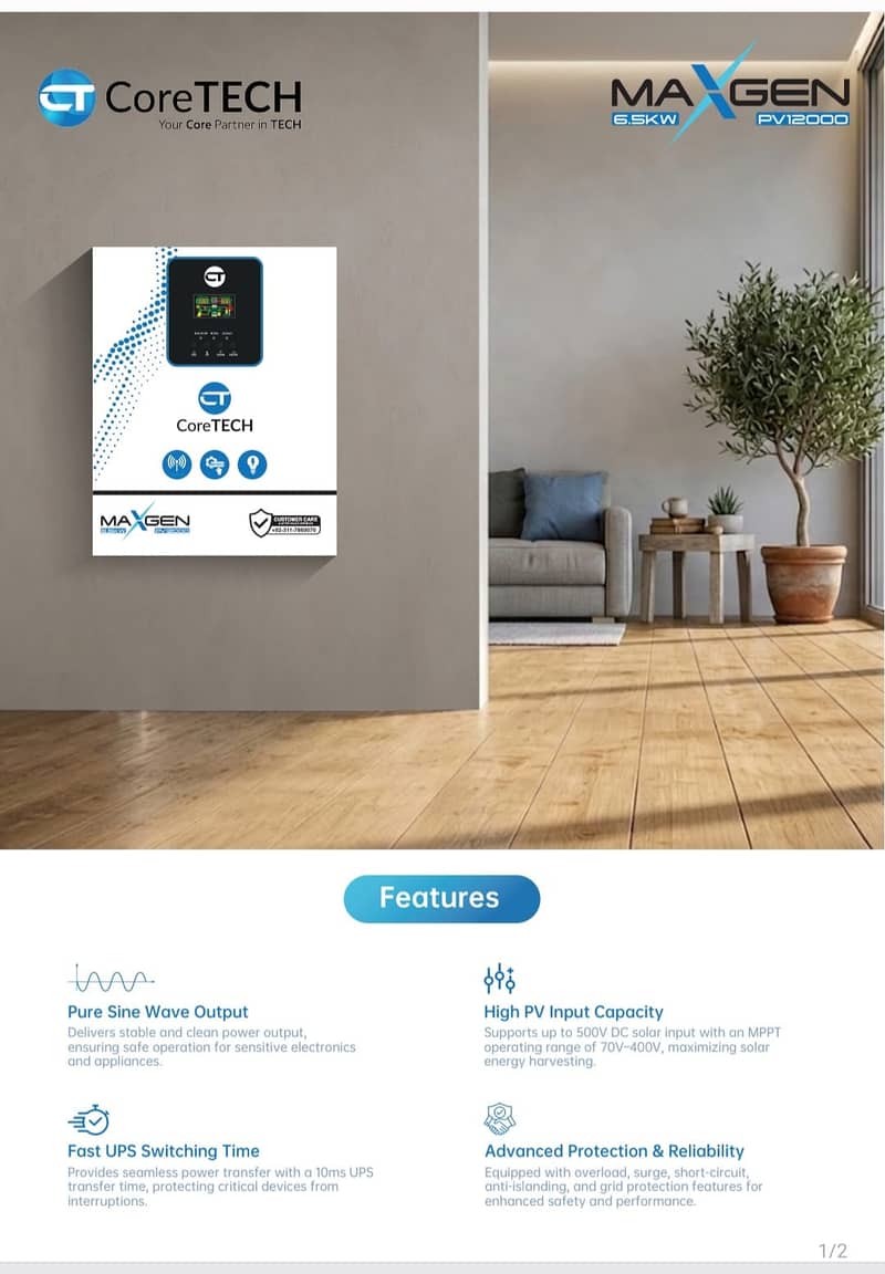 CoreTECH MaxGEN PV12000 6.5KW PV Solar Inverter | Batteryless Inverter ...