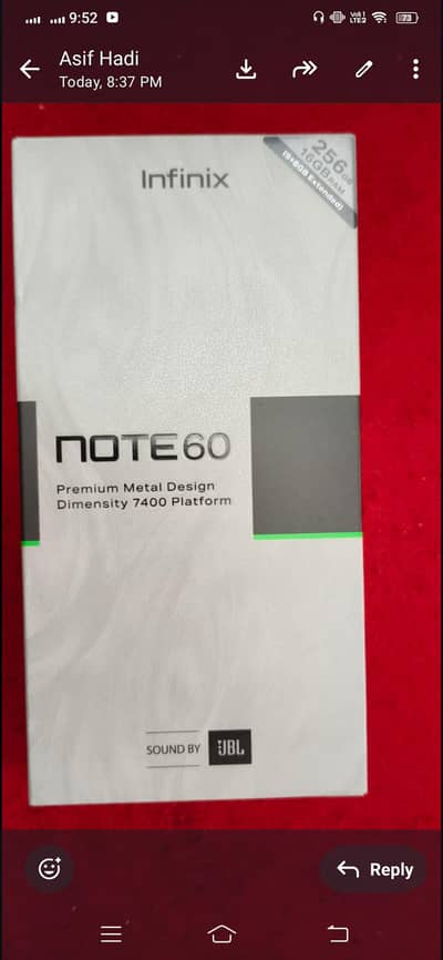 Infinix Hot Note 60 sea green colour 11month used