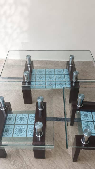 Modern 3-Piece Glass Coffee Table Set – Excellent Condition
