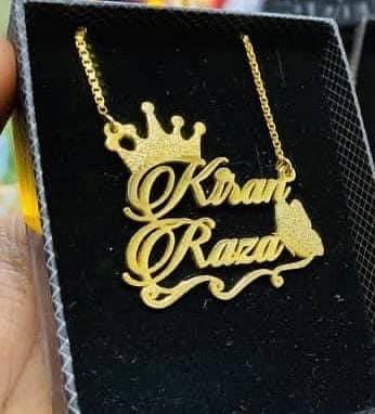 Personalized/Customized Crown Design Name Necklace for Girls Golden