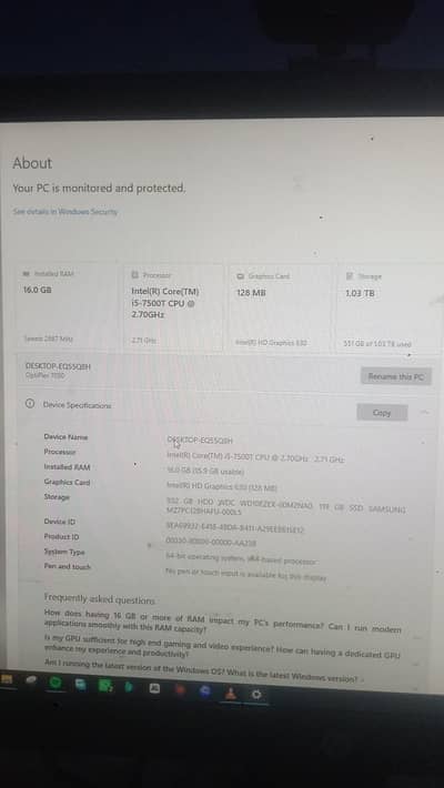 Dell Core i5 7th Generation Tower PC with 24 inch HP LED