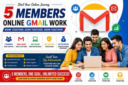 Need 5 Active Members for Gmail Account Creation – Paid Opportunity