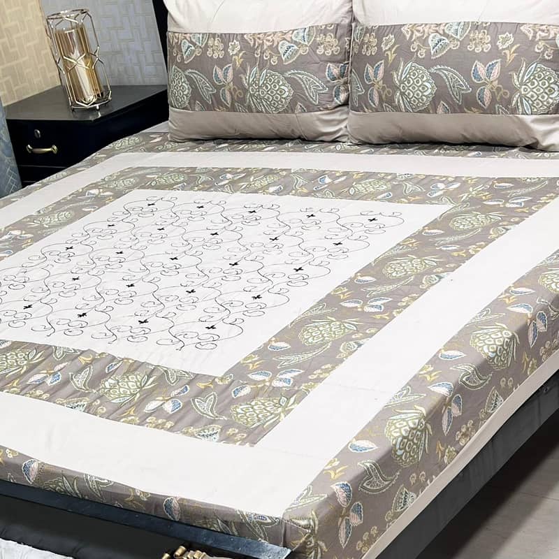 Embroidered Patch Work King Size BedSheets 1