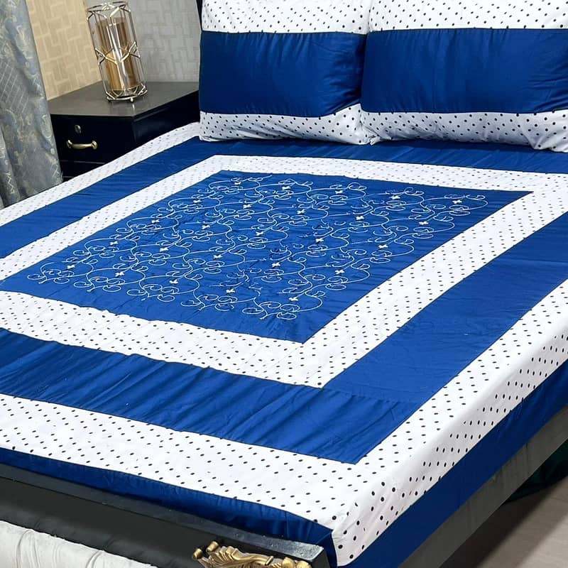 Embroidered Patch Work King Size BedSheets 3
