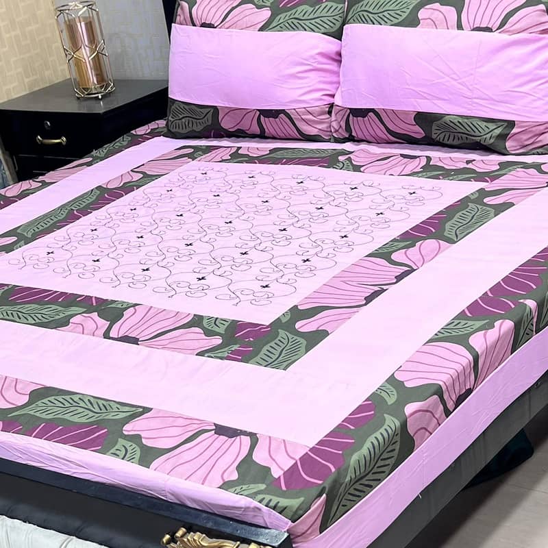 Embroidered Patch Work King Size BedSheets 4