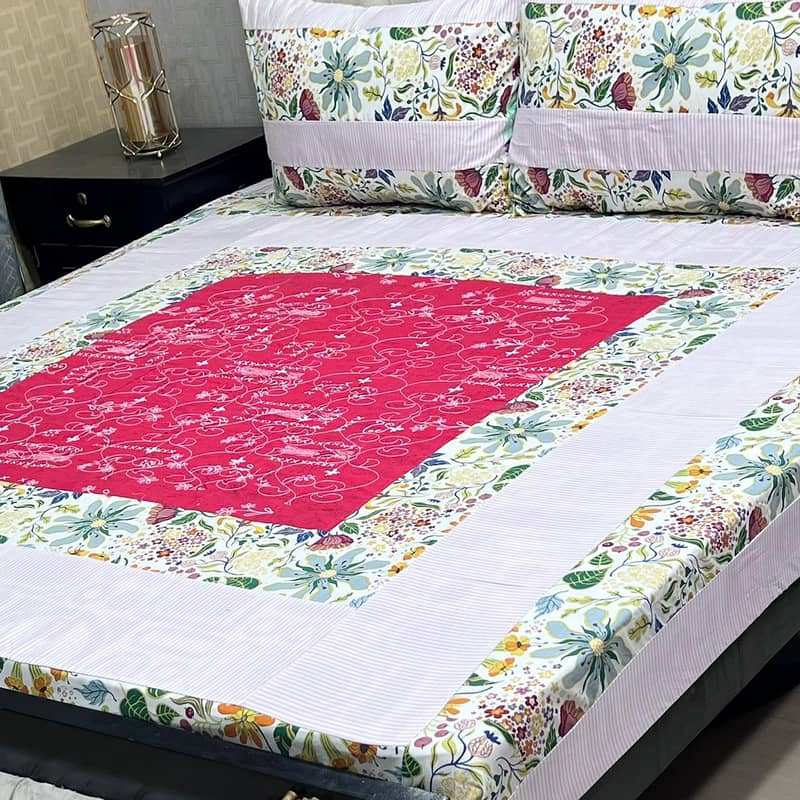 Embroidered Patch Work King Size BedSheets 5