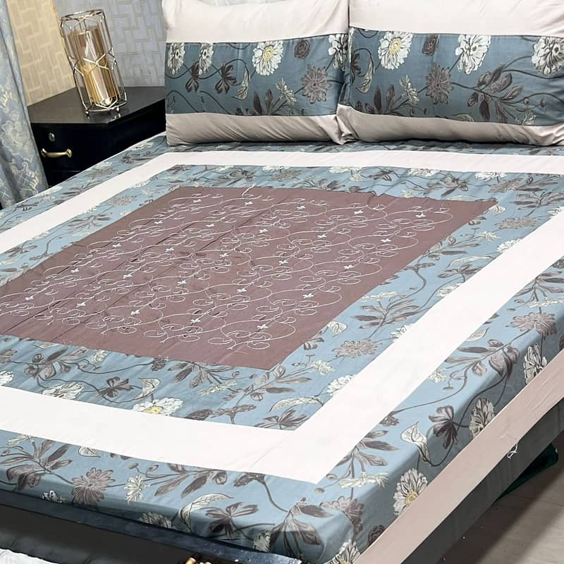 Embroidered Patch Work King Size BedSheets 11