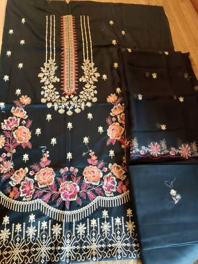 Midnight Bloom Embroidered 3 Piece Unstitched Suit
