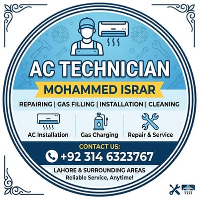 Ac technician ki services k liay call 03146323767