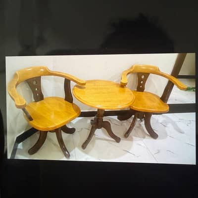 Solid Wood 2-Chair & Round Table Set – Classic Design