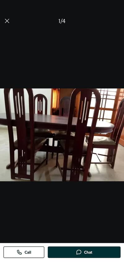 wooden Dining table with 6 chairs