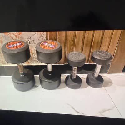 Rubber Dumbbell Set – 12kg & 5kg Pairs