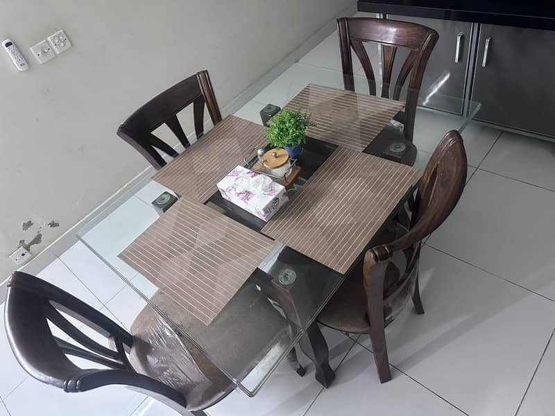 Dining Table , wooden table , 4 seater dining table , solid chiars 1