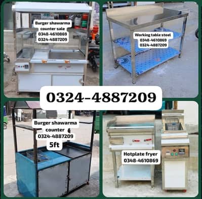 chips burger shawarma fries hotplate fryer working table counter sale