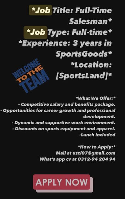 Salesman/helper required