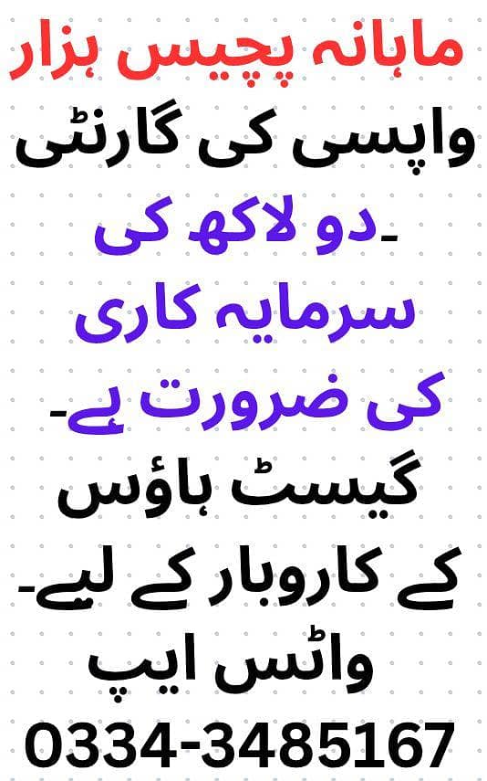 دس لاکھ لگا کر ایک لاکھ ماہانہ کمائیں ہمارے چلتے ہوئے کاروبار میں 0