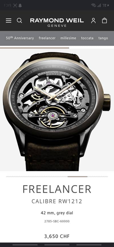 Raymond weil freelancer skeleton