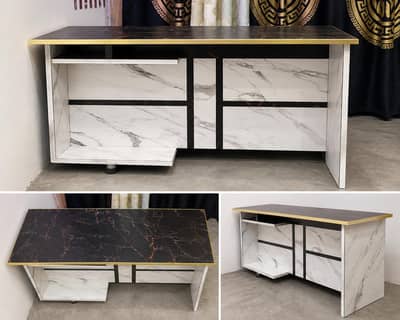 Premium Custom-Made Office / Computer Table – Marble Finish – Like New