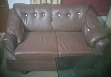 7 Seater Brown leather sofa set (3+2+1+1)