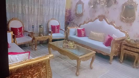 Luxury white Sofa with golden carvings