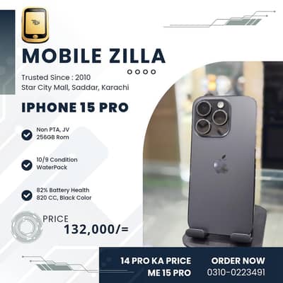 Apple iPhone 15 Pro 256GB Non PTA WaterPack Black, MOBILE ZILLA