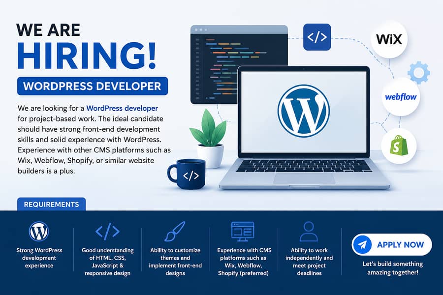 Remote Wordpress Website developer required for project based work 0