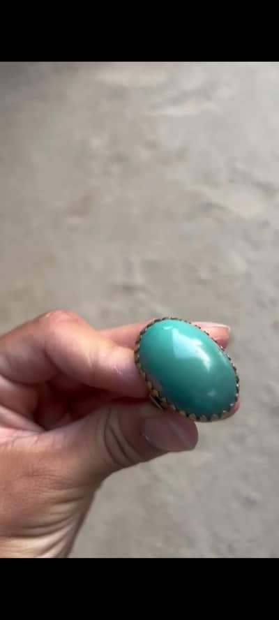 Irani husseine green stone  in silver ringe 