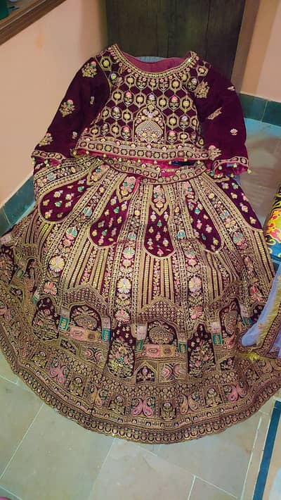 Bridal Heavy Embroidered Lehenga Choli with 2 Dupattas