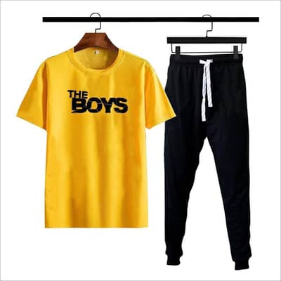 Men Yellow cotton Jersey Track suit