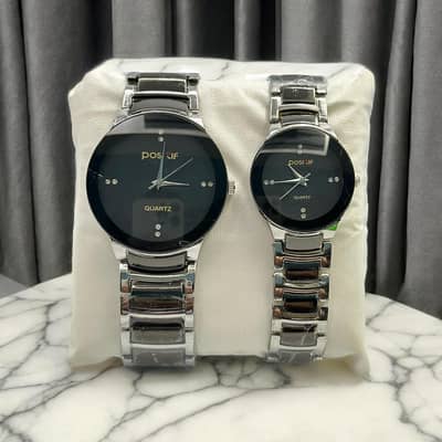 couple analog watches steel 36mm set
