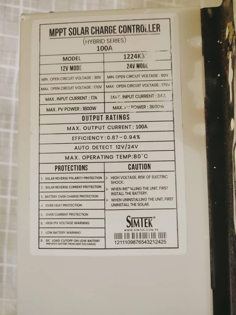 Simtek 100A MPPT 3