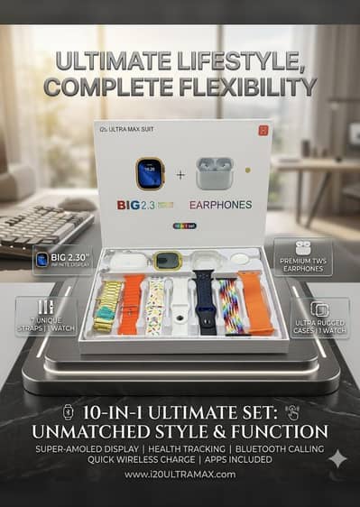 Smart watch with Airpords or glass protector i20