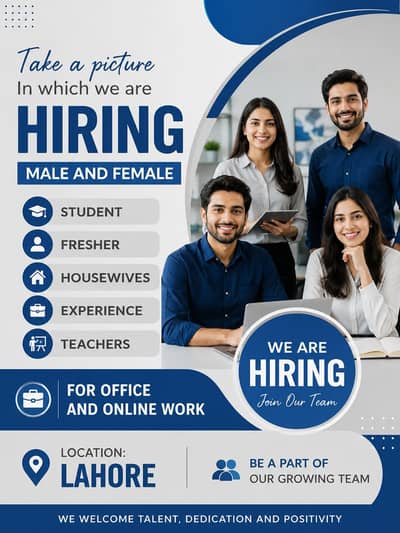 we are hiring male and female for work