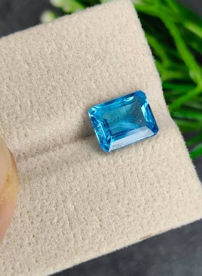 Natural Blue Topaz (Neela Pukhraj) best quality Real stone rectangle