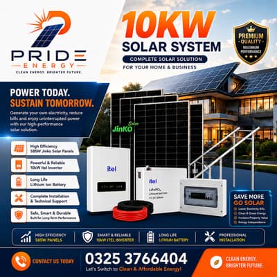 10KW Solar System | Panels + Inverter & Battery Complete Installation